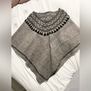 100% wool pancho hand stitched from artisan market in oaxaca